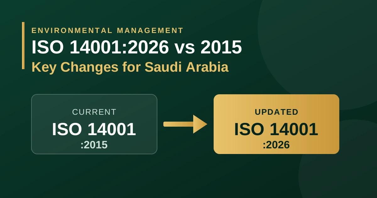 ISO 14001 2026 vs 2015 environmental management comparison for Saudi businesses