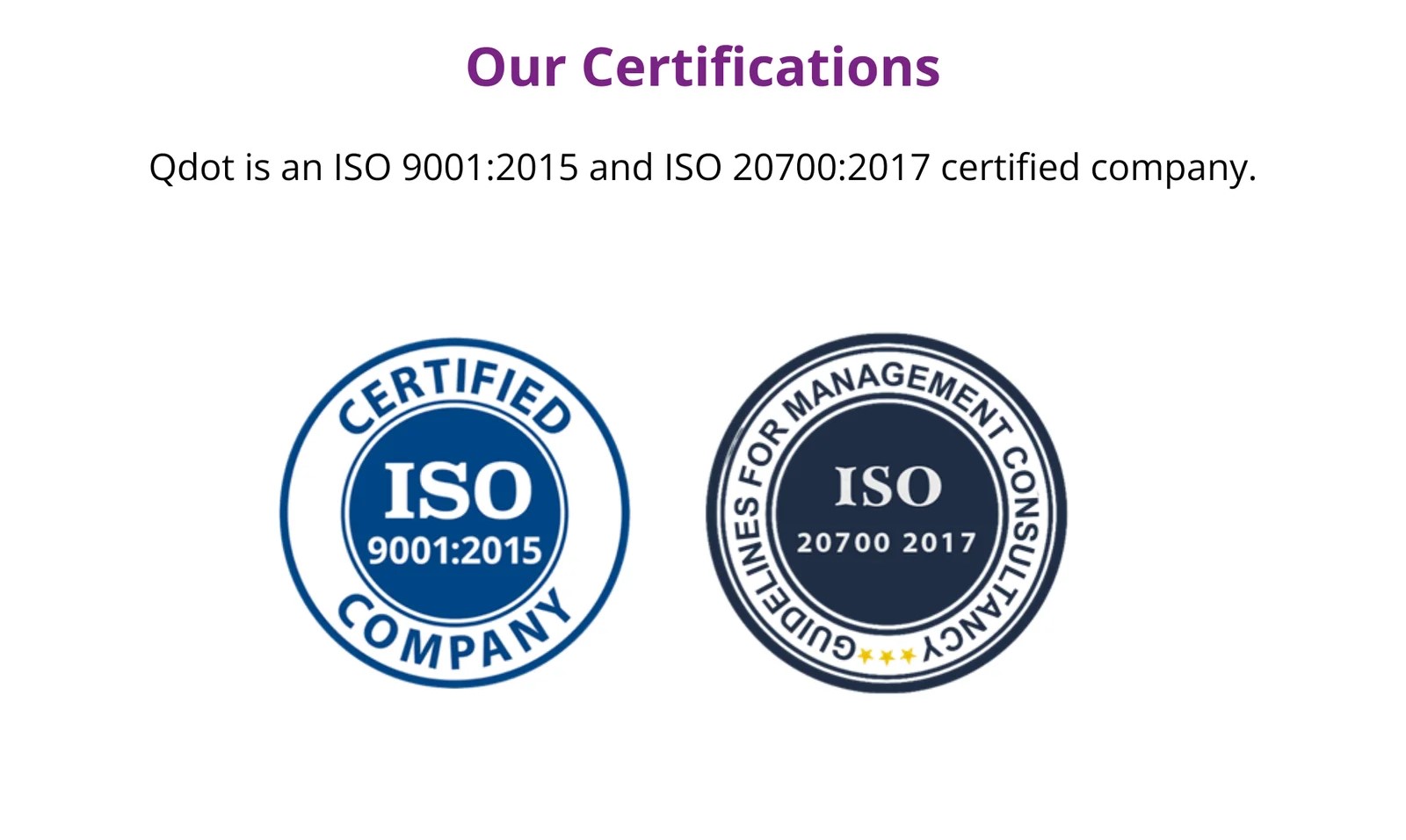 Qdot certifications and quality standards expertise